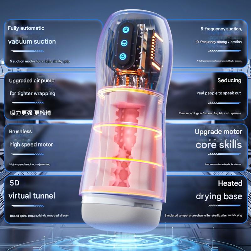 Fully automatic intelligent male masturbator with sound, heating, and suction functions, male penis trainer, adult sex toy
