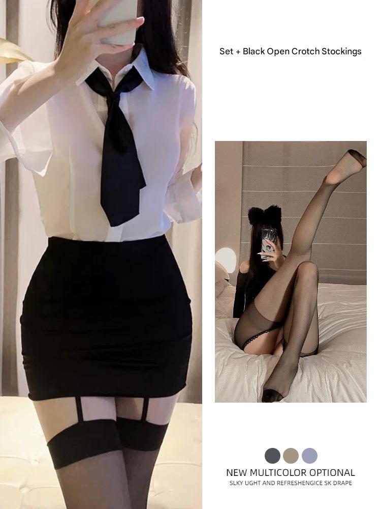 Sexy female secretary bodycon dress, erotic lingerie, workplace style shirt, seductive teacher nightclub outfit, one-piece drop-shipping for women